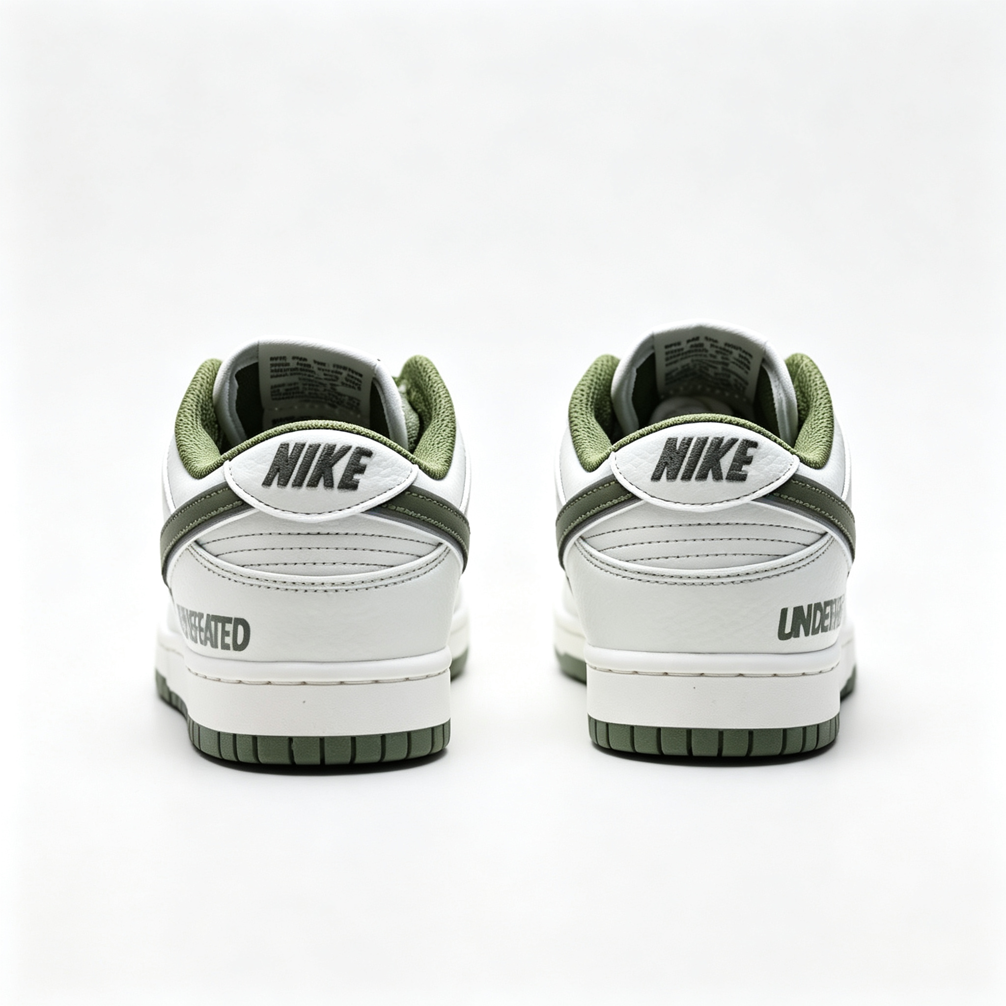 Nike Dunk Low — White / Olive Green Swoosh / Leather